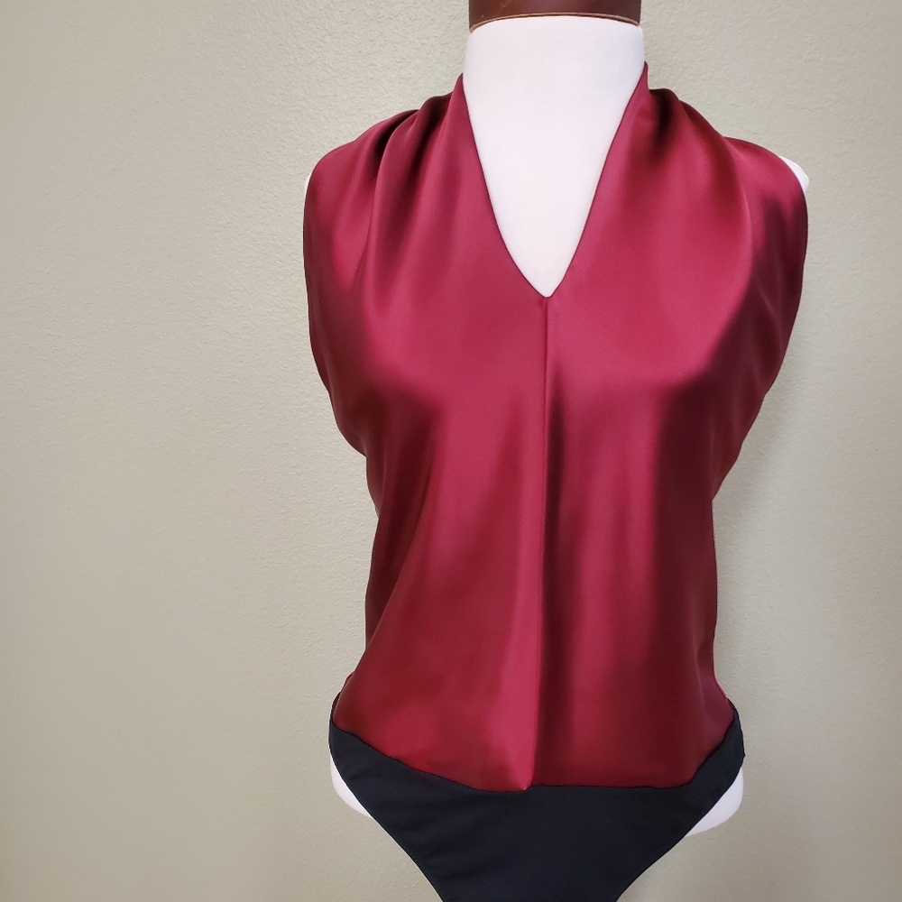 Adrienne Vittadini Burgundy Bodysuit Size 14
